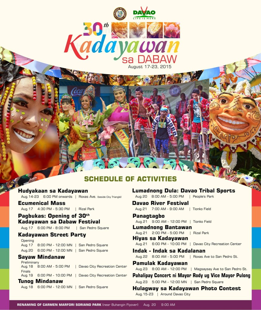 Kadayawan 2015 Schedule Of Activities And Holiday Memo Davaobase