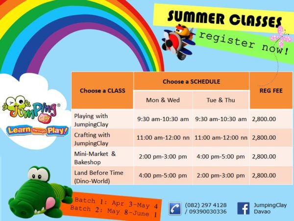 jumpingclay davao summer class schedule