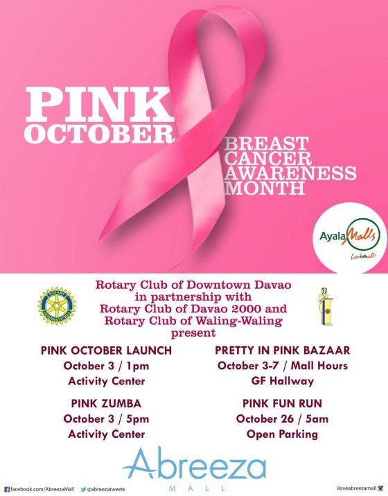 pink october rotary club breast cancer awareness month october 3 2014 abreeza mall